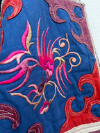 Embroidery indigo linen bag