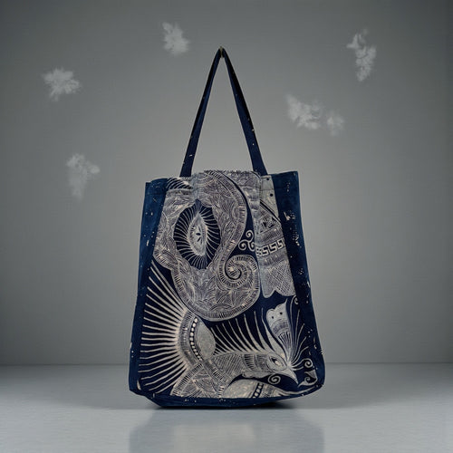 Embroidery Batik indigo bag 凤凰