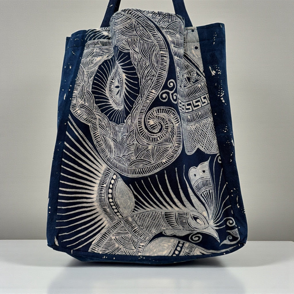 Embroidery Batik indigo bag 凤凰