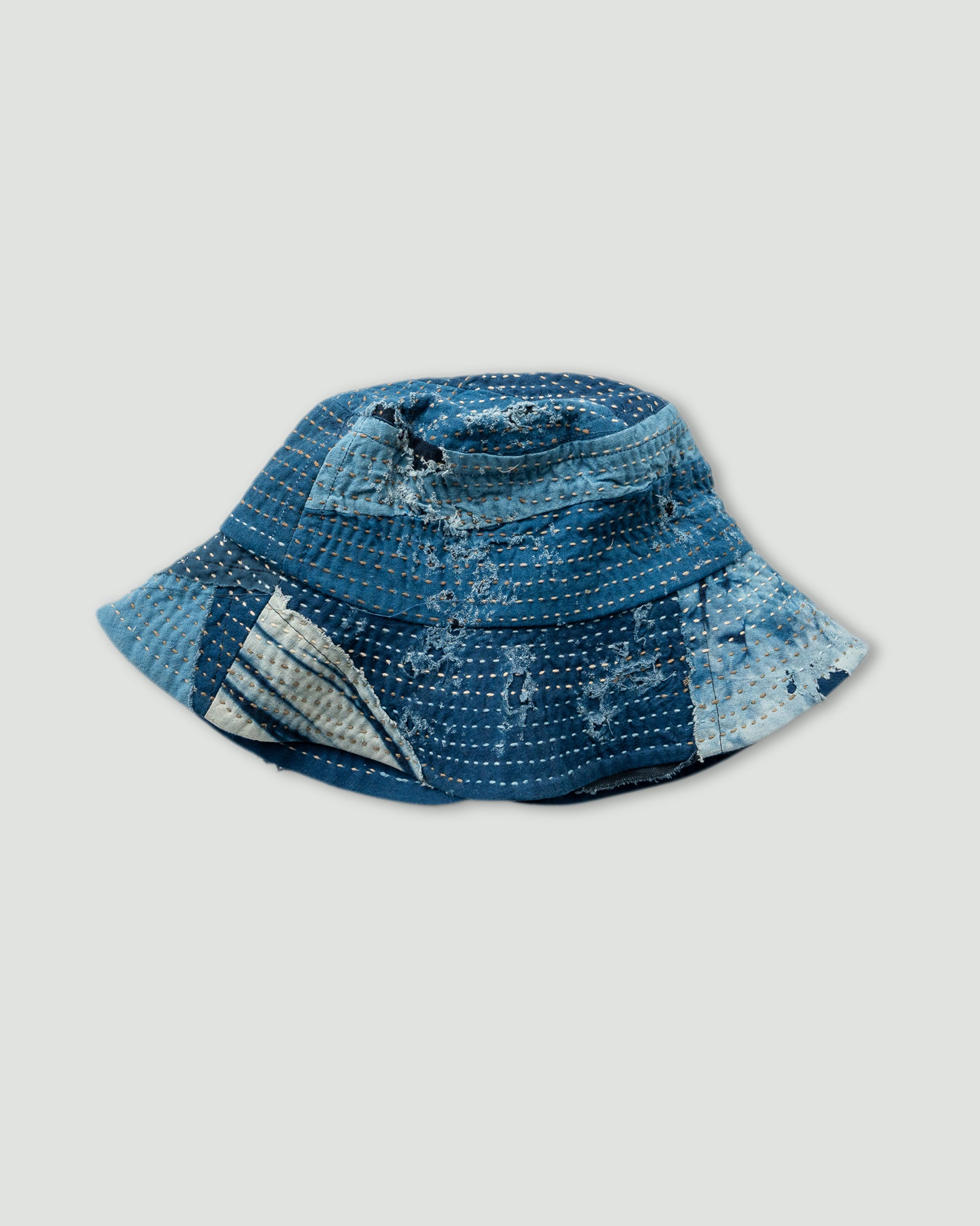 Kith Indigo Patchwork Bucket Hat ネイビー Indigo Dye Sashiko Patchwork Bucket Hat | Handcrafted & Unique