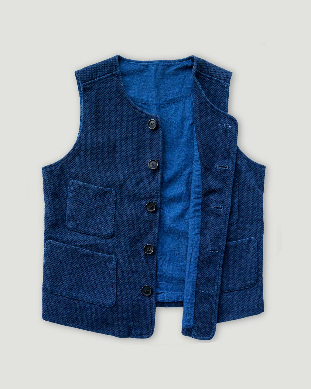 Natural Indigo Sashiko Waistcoat